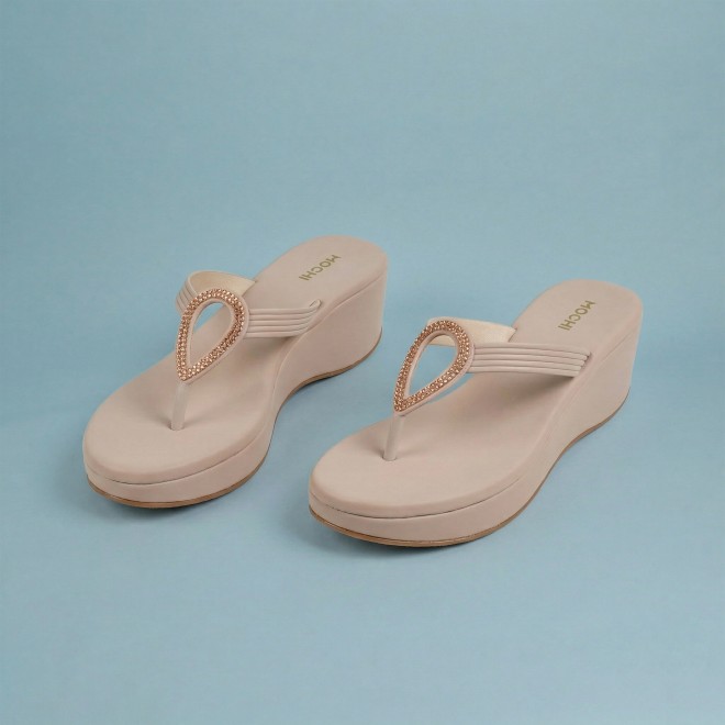 Mochi Women Beige Casual Sandals
