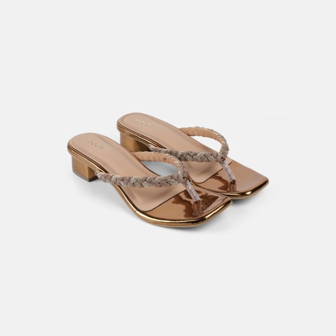 Mochi Women Antic-gold Party Slippers (SKU: 35-1696-28-36)
