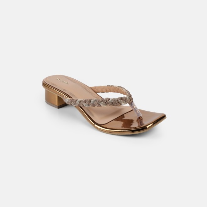 Mochi Women Antic-gold Party Slippers (SKU: 35-1696-28-36)
