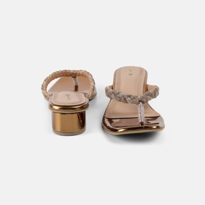Mochi Women Antic-gold Party Slippers (SKU: 35-1696-28-36)