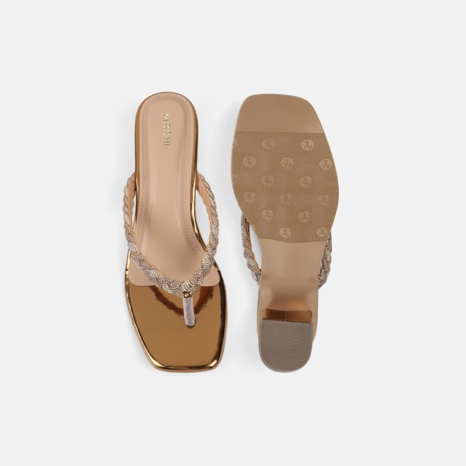 Mochi Women Antic-gold Party Slippers (SKU: 35-1696-28-36)