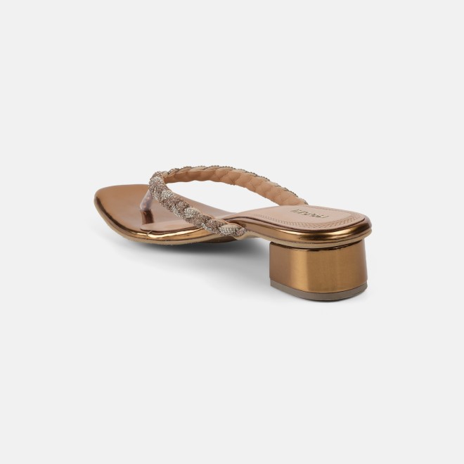 Mochi Women Antic-gold Party Slippers (SKU: 35-1696-28-36)