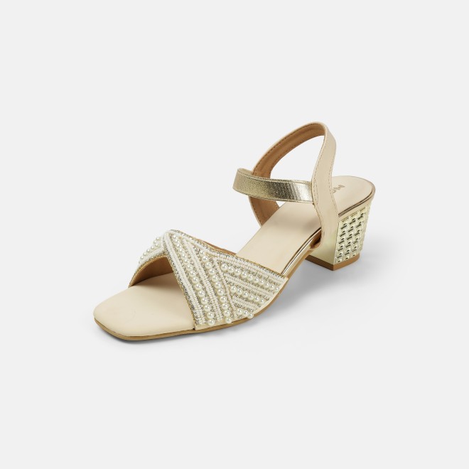 Mochi Women Beige-gold Party Sandals (SKU: 35-1764-51-36)