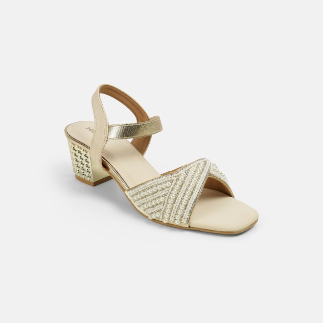 Mochi Women Beige-gold Party Sandals (SKU: 35-1764-51-36)
