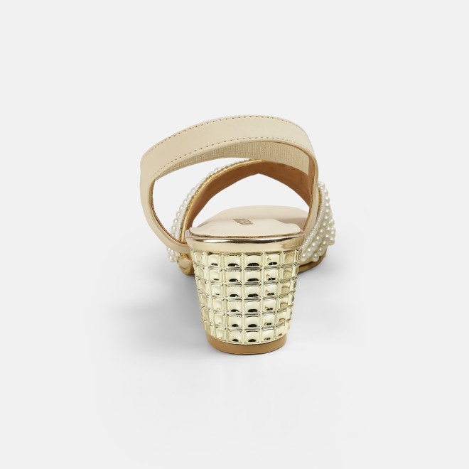 Mochi Women Beige-gold Party Sandals (SKU: 35-1764-51-36)