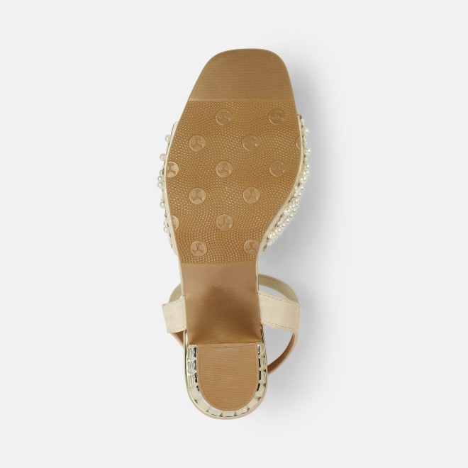 Mochi Women Beige-gold Party Sandals (SKU: 35-1764-51-36)