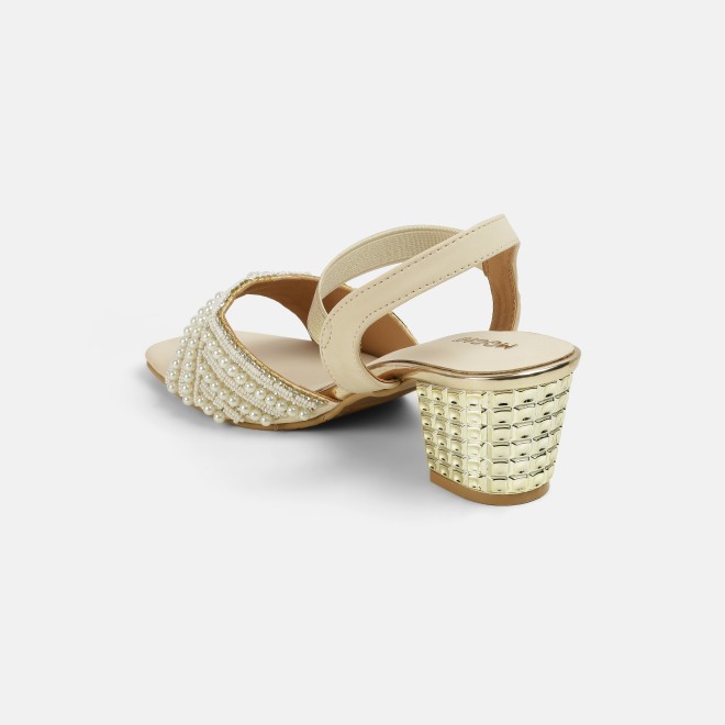 Mochi Women Beige-gold Party Sandals (SKU: 35-1764-51-36)