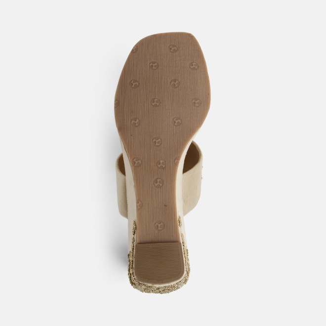 Mochi Women Beige Ethnic Slip Ons (SKU: 35-1767-20-36)