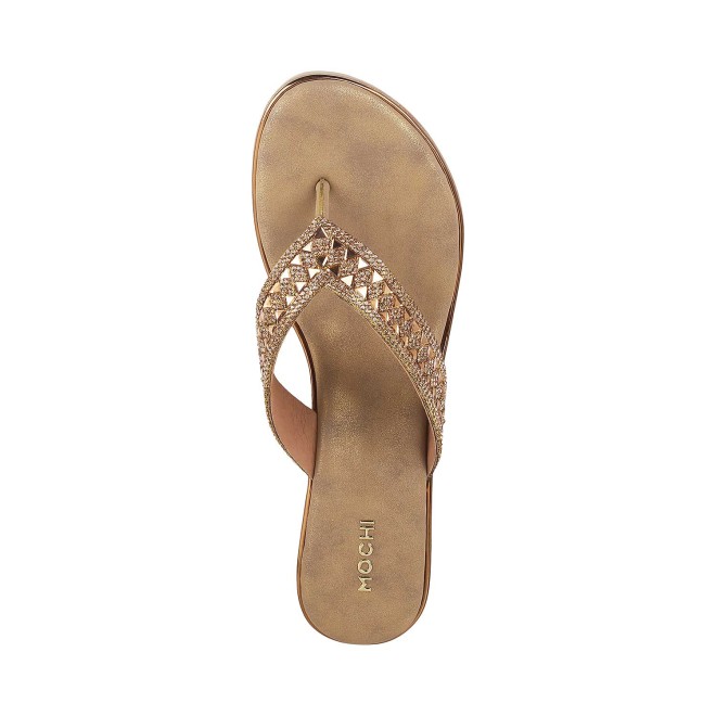Mochi Women Antique-Gold Casual Sandals (SKU: 35-185-28-36)