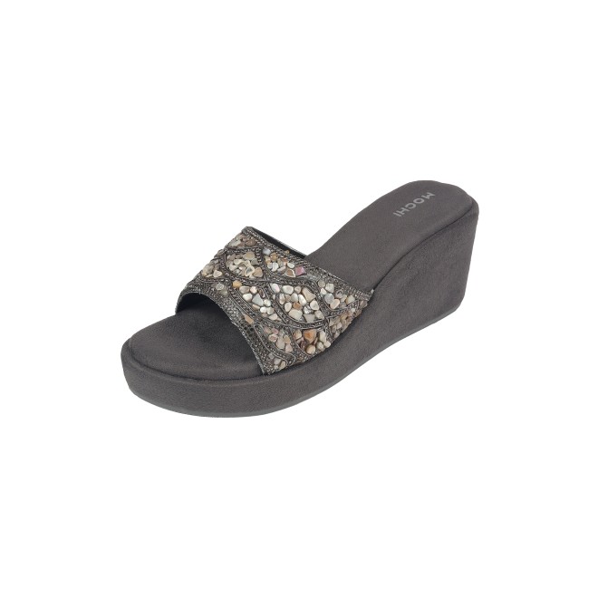 Mochi Women Gun-metal Ethnic Slip Ons (SKU: 35-1984-29-35)