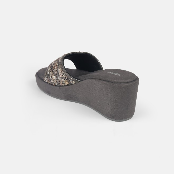 Mochi Women Gun-metal Ethnic Slip Ons (SKU: 35-1984-29-35)