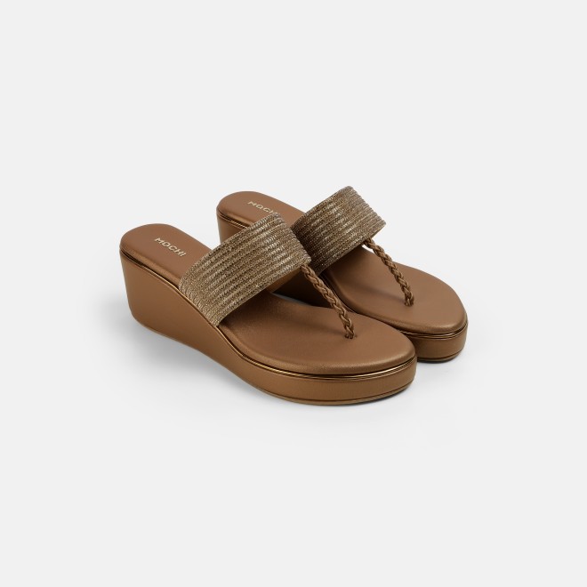 Mochi Women Antic-gold Ethnic Slip Ons (SKU: 35-1986-28-35)