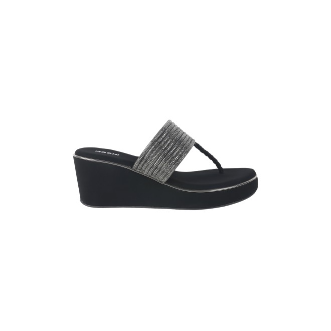 Mochi Women Black Ethnic Slip Ons (SKU: 35-1986-11-36)
