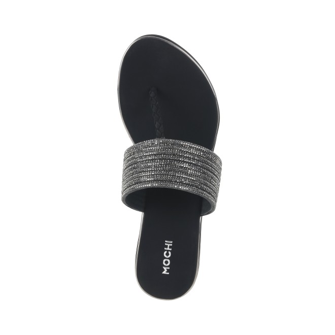 Mochi Women Black Ethnic Slip Ons (SKU: 35-1986-11-36)