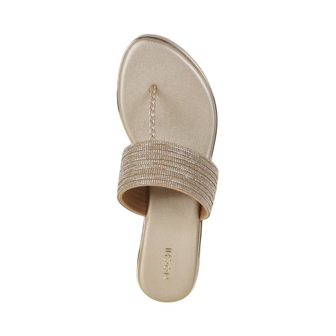 Mochi Women Gold Ethnic Slip Ons (SKU: 35-1986-15-36)