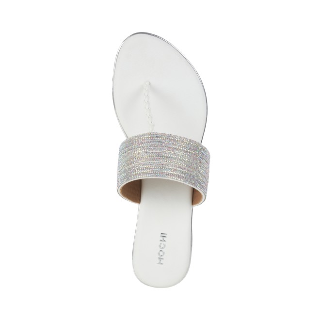 Mochi Women White Ethnic Slip Ons (SKU: 35-1986-16-36)