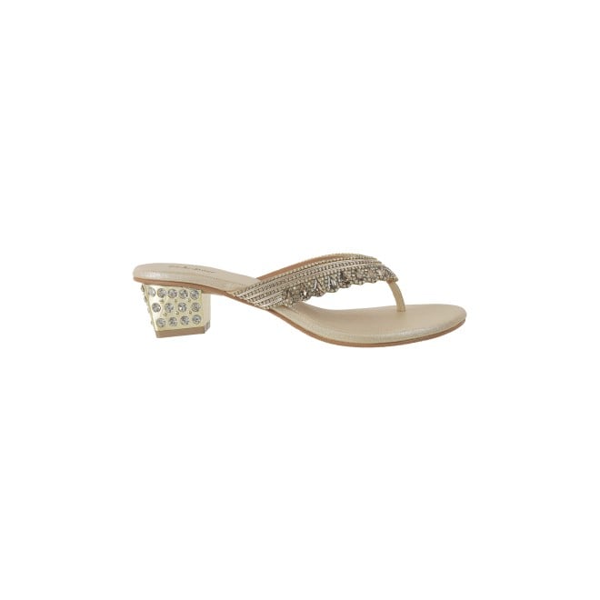Mochi Women Gold Ethnic Slip Ons (SKU: 35-1987-15-36)