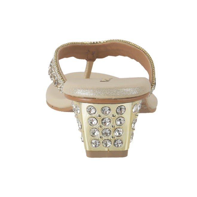 Mochi Women Gold Ethnic Slip Ons (SKU: 35-1987-15-36)