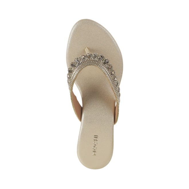 Mochi Women Gold Ethnic Slip Ons (SKU: 35-1987-15-36)