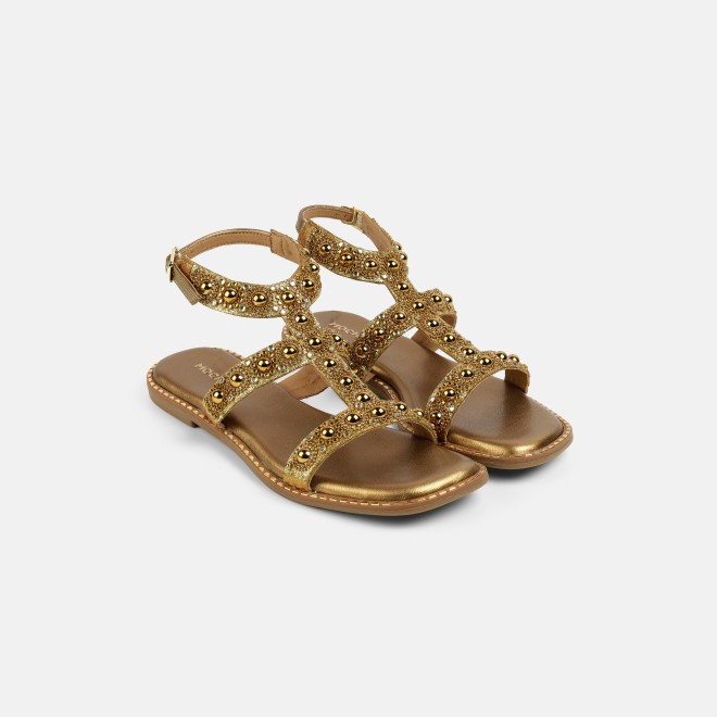 Mochi Women Antic-gold Casual Gladiators (SKU: 35-1999-28-36)