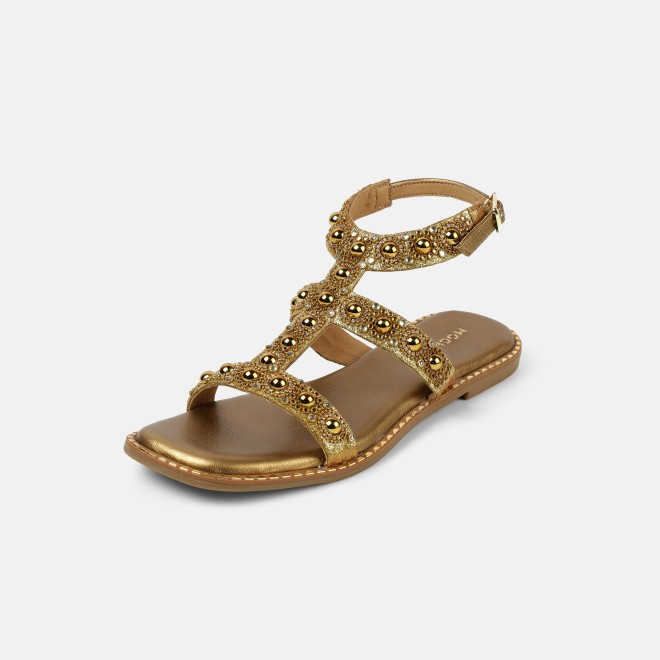 Mochi Women Antic-gold Casual Gladiators (SKU: 35-1999-28-36)