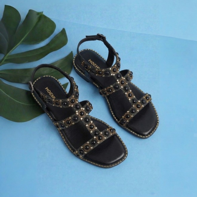 Mochi Women Black Casual Gladiators