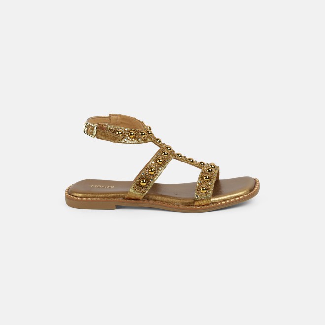 Mochi Women Antic-gold Casual Gladiators (SKU: 35-1999-28-36)