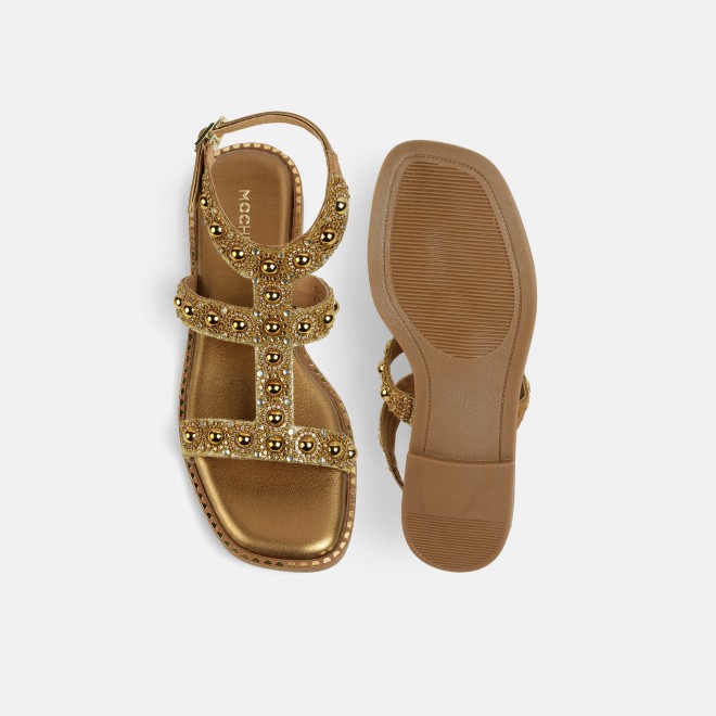 Mochi Women Antic-gold Casual Gladiators (SKU: 35-1999-28-36)