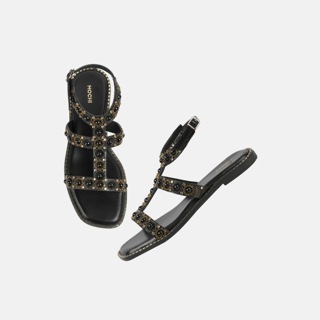 Mochi Women Black Casual Gladiators (SKU: 35-1999-11-36)