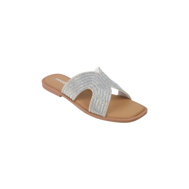 Mochi Women Silver Casual Slip Ons