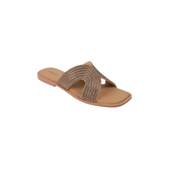 Mochi Women Antique-Gold Casual Slip Ons