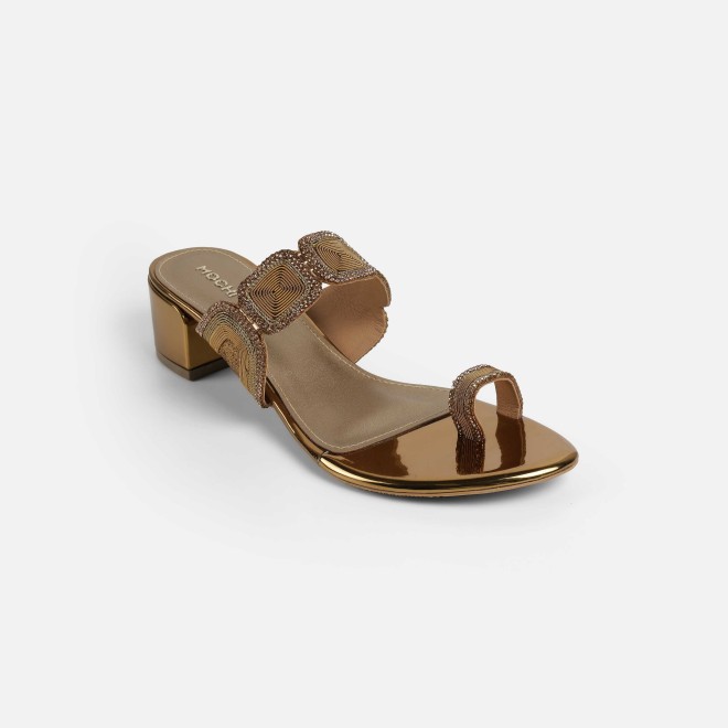 Mochi Women Antic-gold Ethnic Slip Ons (SKU: 35-2058-28-36)