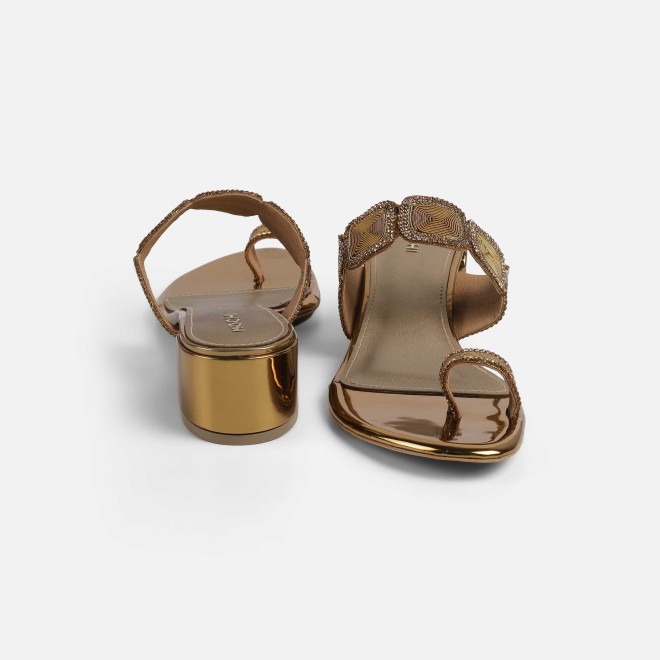 Mochi Women Antic-gold Ethnic Slip Ons (SKU: 35-2058-28-36)