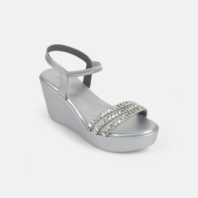 Mochi Women Silver Party Sandals