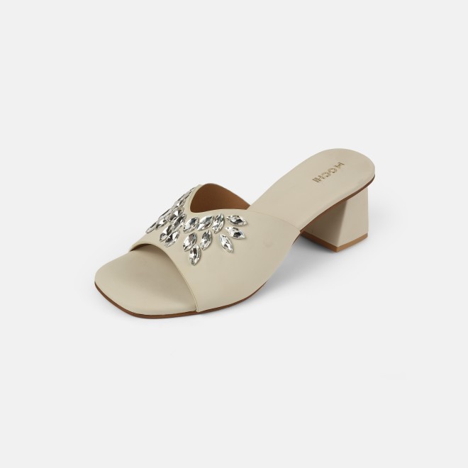 Mochi Women Beige Party Slip Ons (SKU: 35-2081-20-37)