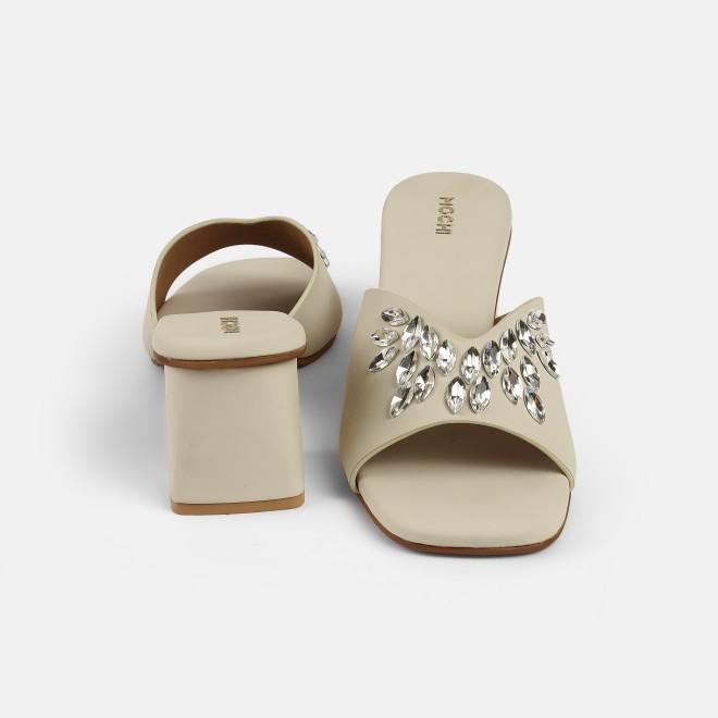 Mochi Women Beige Party Slip Ons (SKU: 35-2081-20-37)
