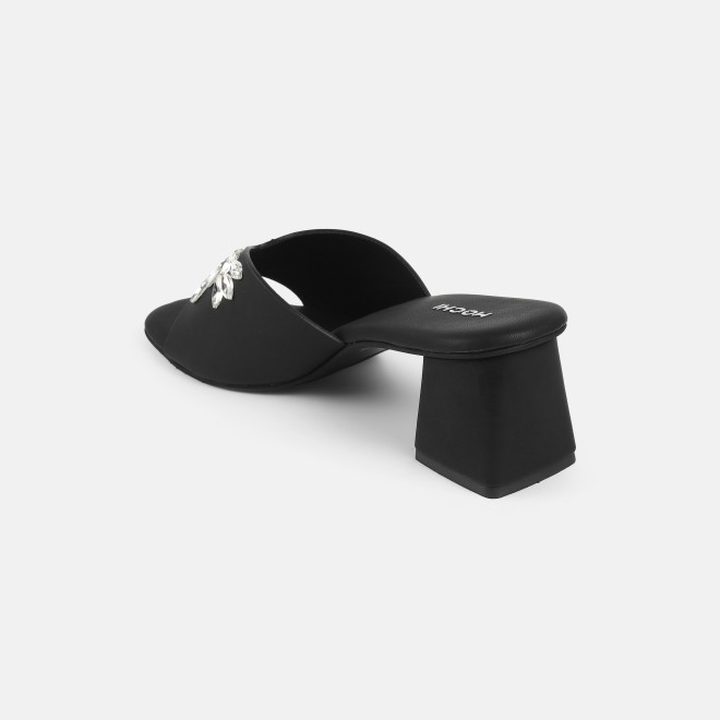 Mochi Women Black Party Slip Ons (SKU: 35-2081-11-37)