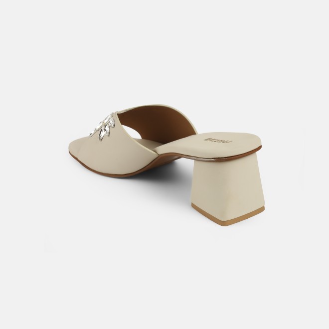 Mochi Women Beige Party Slip Ons (SKU: 35-2081-20-37)