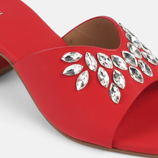 Mochi Women Red Party Slip Ons (SKU: 35-2081-18-36)