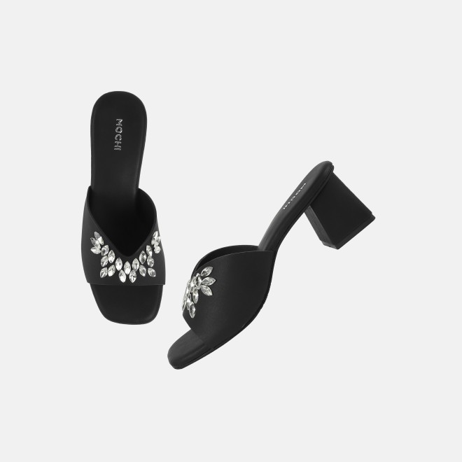Mochi Women Black Party Slip Ons (SKU: 35-2081-11-37)