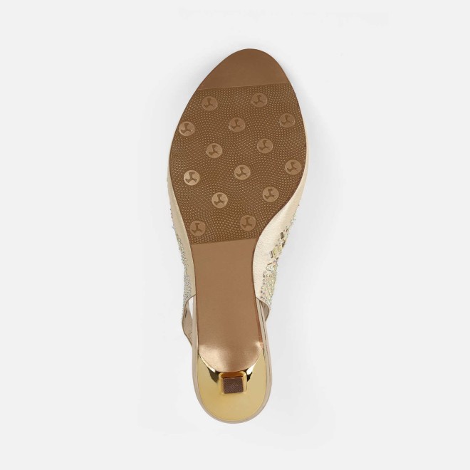 Mochi Women Gold Ethnic Sandals (SKU: 35-2084-15-36)