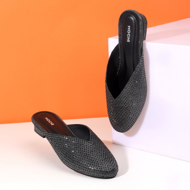 Women Black Ethnic Slip Ons