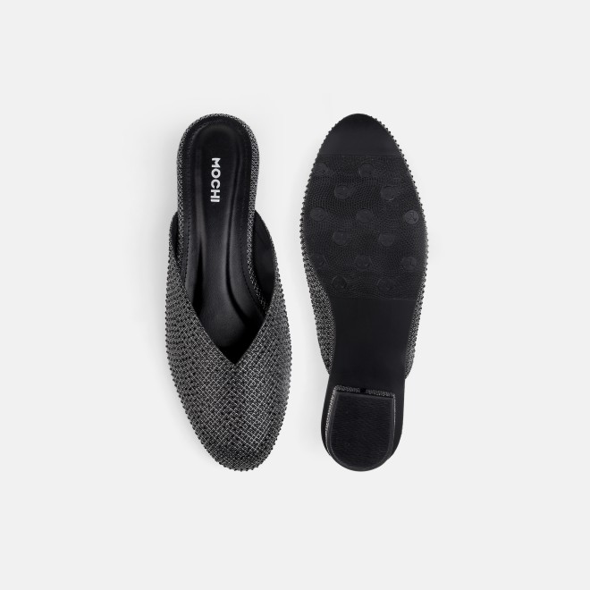 Mochi Women Black Ethnic Slip Ons (SKU: 35-2089-11-36)