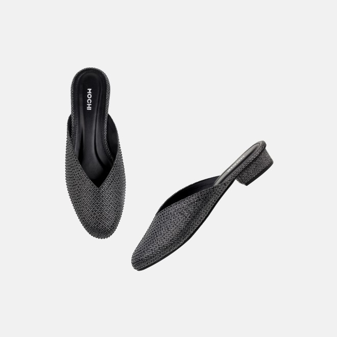 Mochi Women Black Ethnic Slip Ons (SKU: 35-2089-11-36)