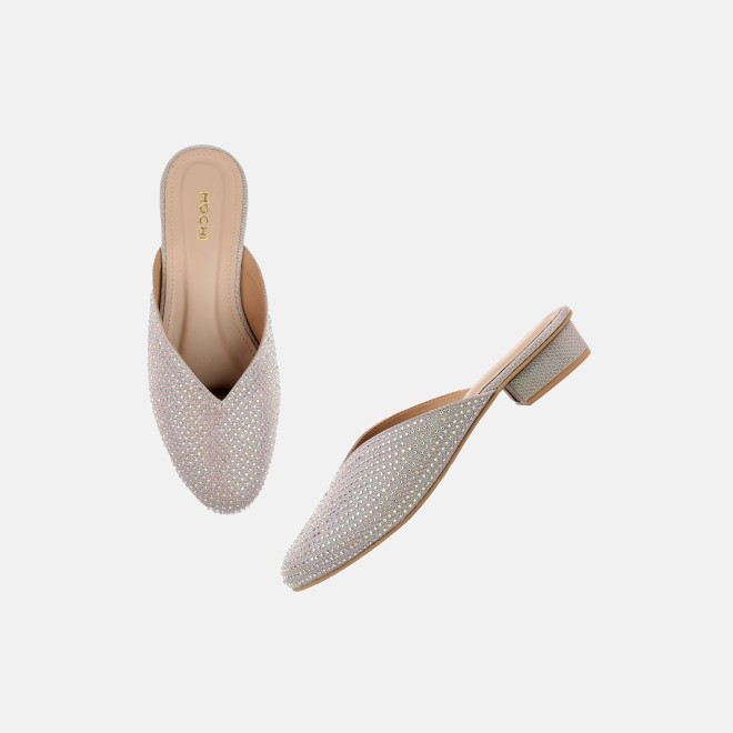 Mochi Women Gold Ethnic Slip Ons (SKU: 35-2089-15-36)