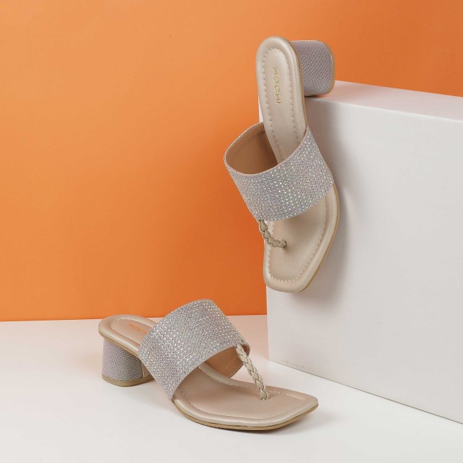 Women Gold Ethnic Slip Ons