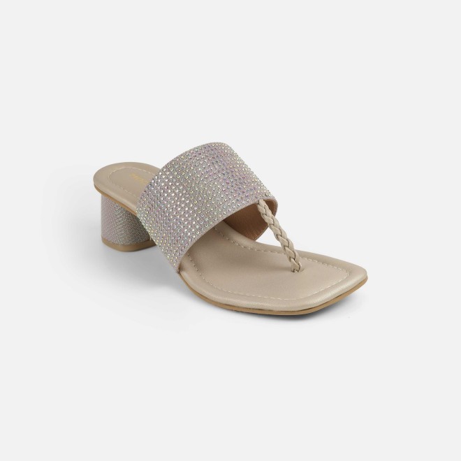 Mochi Women Gold Ethnic Slip Ons (SKU: 35-2091-15-36)
