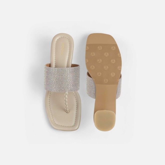 Mochi Women Gold Ethnic Slip Ons (SKU: 35-2091-15-36)