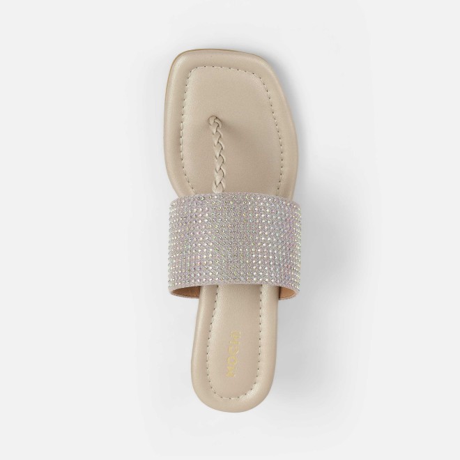 Mochi Women Gold Ethnic Slip Ons (SKU: 35-2091-15-36)
