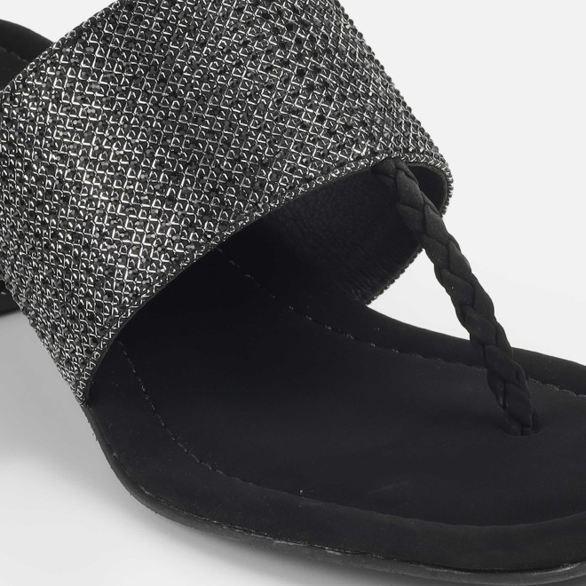 Mochi Women Black Ethnic Slip Ons (SKU: 35-2091-11-36)